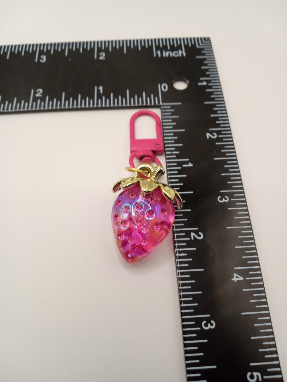 3D Strawberry Zipper Pull Purse Bookbag Charm Dark Pink 826 827 866